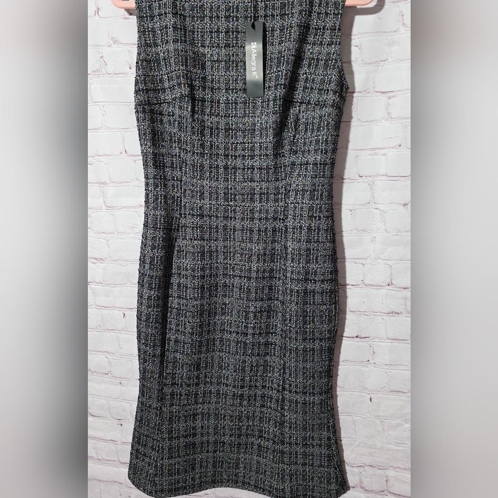 Allegra K Womens Shimmer Tweed Midi Dress Small NWT - Picture 2 of 4